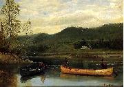 Albert Bierstadt Men in Two Canoes oil painting artist